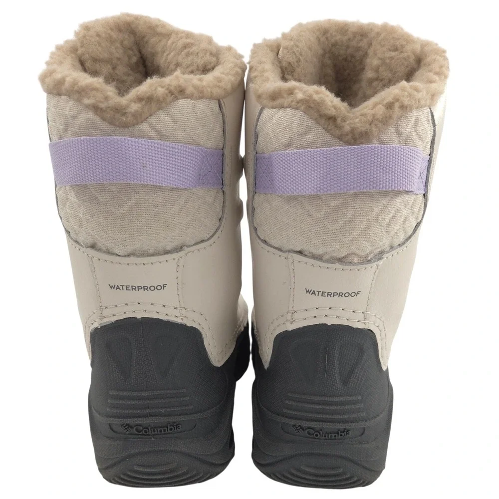 Columbia Bugaboot Celsius Boots YOUTH Girls 3 Beige Purple Snow Insulated Warm